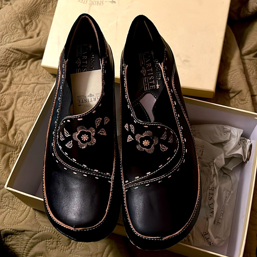 Spring Step Women's Closed-Back Hand-Painted Leather Clogs